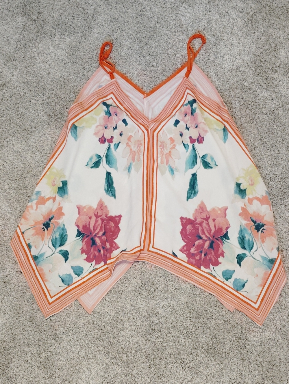 Jealous Tomato White Cami with Coral & Teal Floral Print